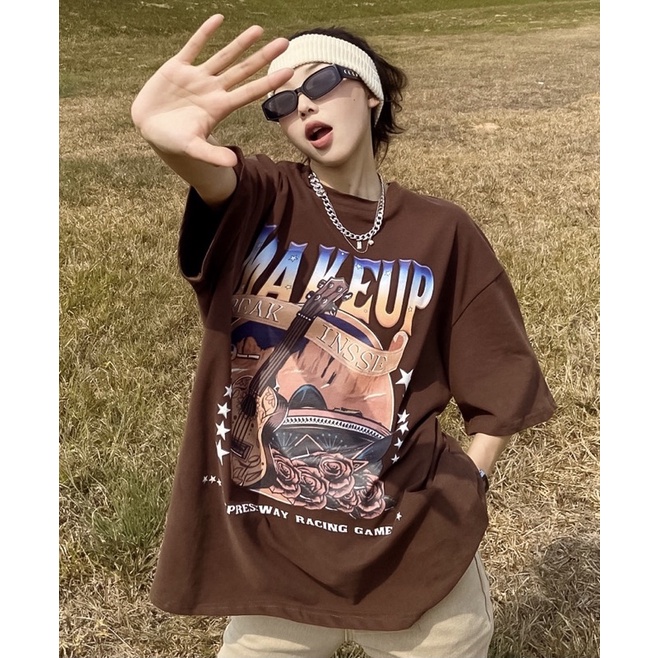 Áo phông GUITAR màu nâu phong cách VINTAGE