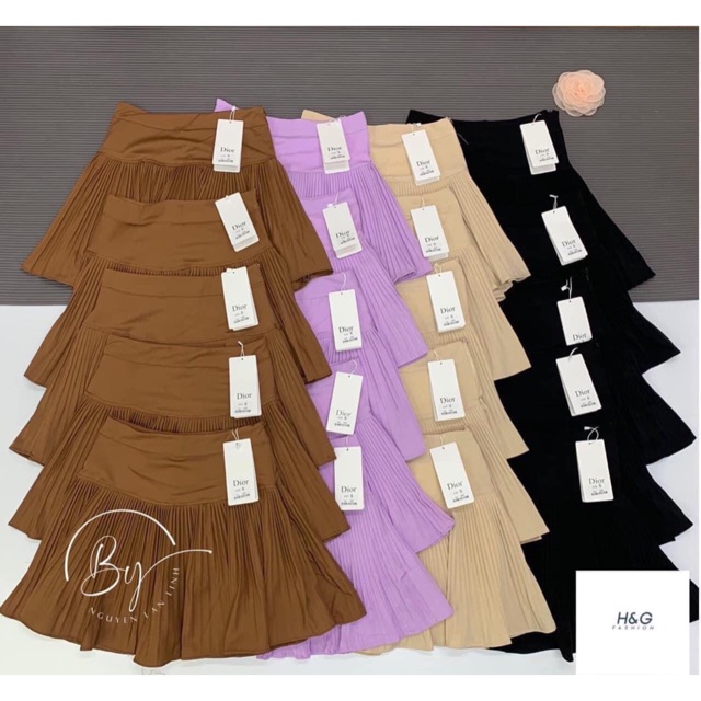 Chân váy xếp ly ngắn cạp khoá hót treen