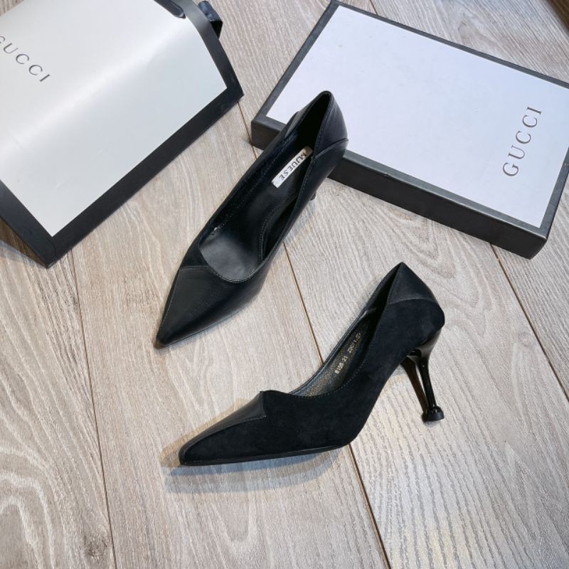 X(ẢNH THẬT) Giày Cao Gót 7p Da Lộn Pha Da Mềm Êm Fullbox Cao Cấp