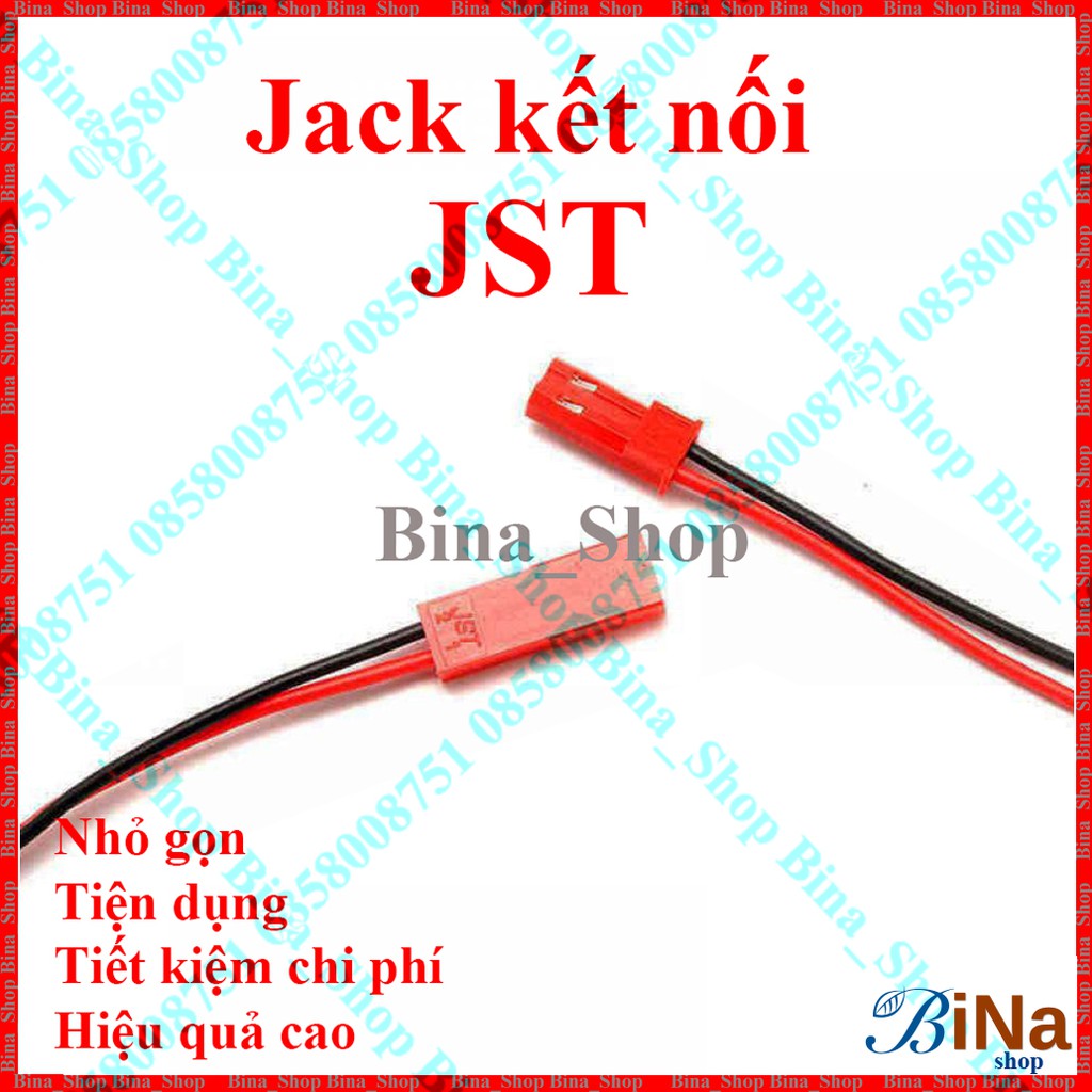 Cáp JST 10cm/15cm đầu tráng thiếc, Cáp JST 2P đực/cái tự chọn