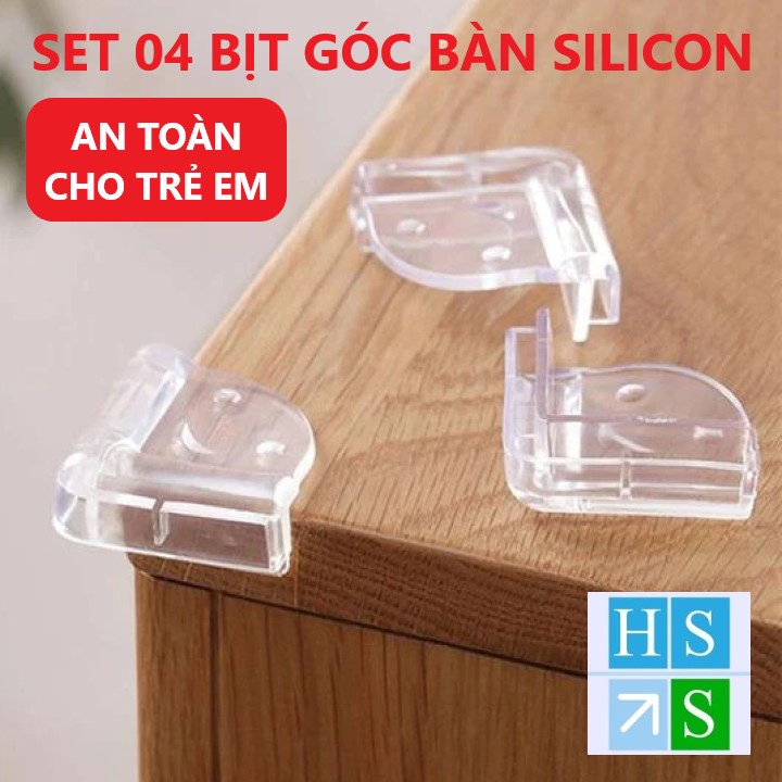 SET 04 Bịt góc bàn silicon bọc cạnh bàn góc tủ bàn kính an toàn cho trẻ em (Vuông, Cạnh hoặc Tròn) - HS Shop Thủ Đức