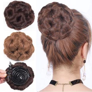 Búi tóc giả sợi tổng hợp hình bánh donut