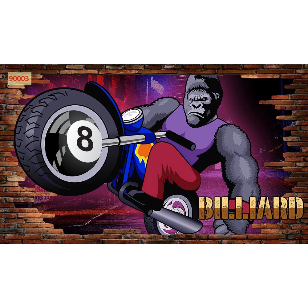 Tranh dán tường club bi-a bằng vải lụa 3D in theo kích thước yêu cầu
