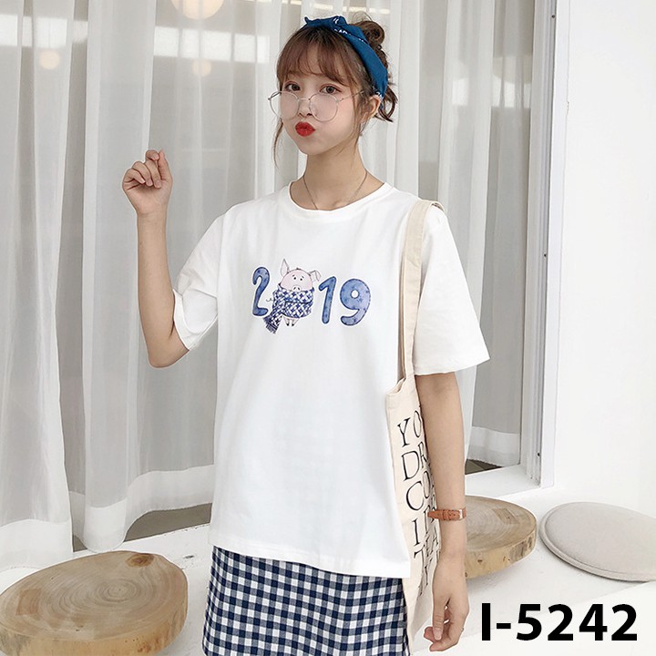 M5242 Áo Phông Unisex In Hình Heo Con 2019