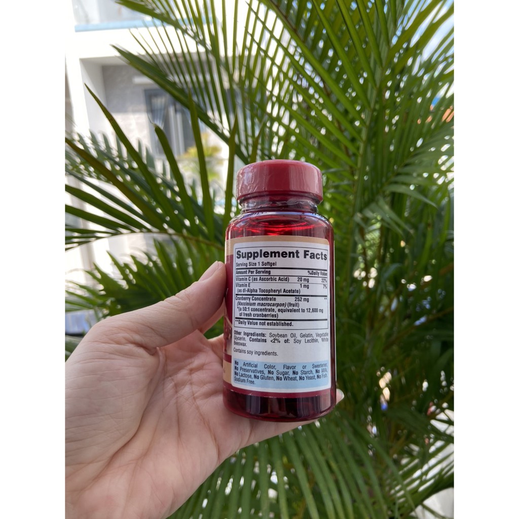 Viên uống giảm viêm đường tiết niệu,giảm tiểu dắt, chống oxy hóa Puritan's Pride Natural Cranberry 100 viên DATE 12/2021