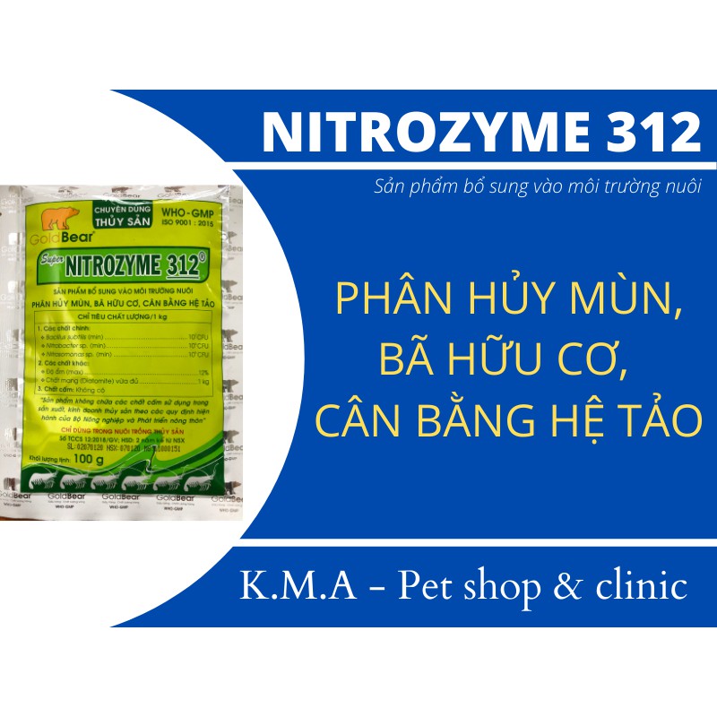 Men vi sinh cao cấp xử lý nước hồ nuôi cá koi, cá cảnh, tôm. . .  - SUPER NITROZYME 312 (GÓI 100G)