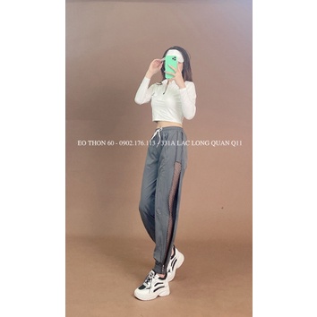 Áo croptop dây kéo tay dài ,quần jogger dây kéo chất gió  Eothon60