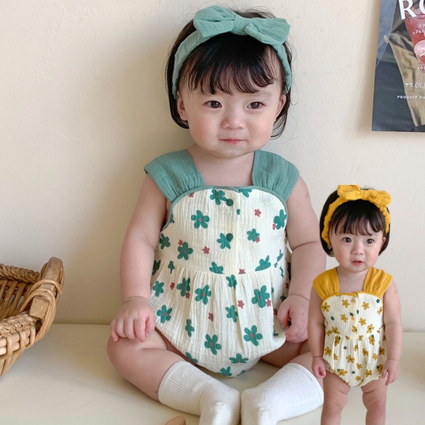 Đồ Áo Liền Quần In Hoa Cho Bé Mới Sinh