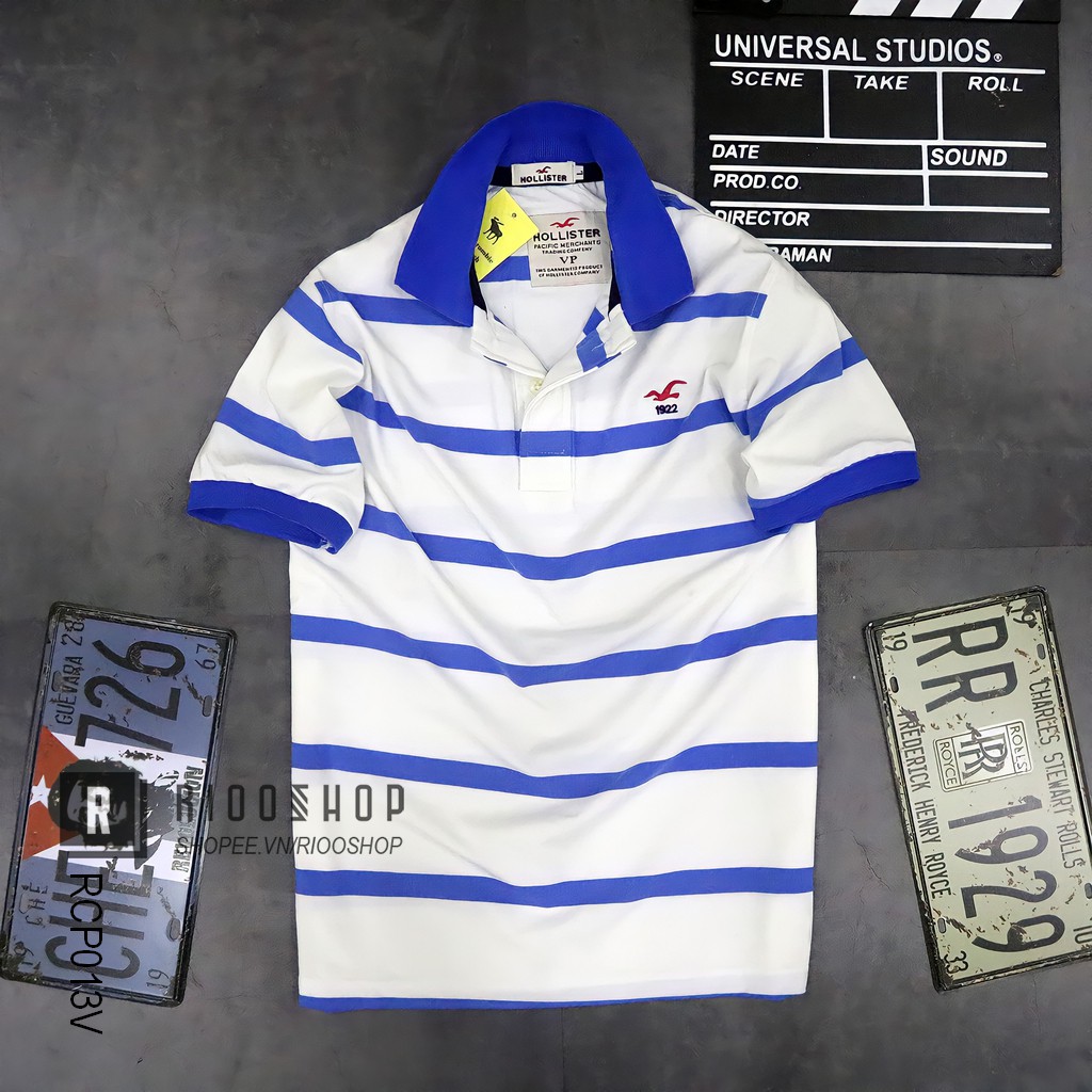 Áo thun nam có cổ sọc ngang cotton đẹp Hollis kẻ nhỏ RCP013V - áo phông nam form rộng Riooshop | BigBuy360 - bigbuy360.vn