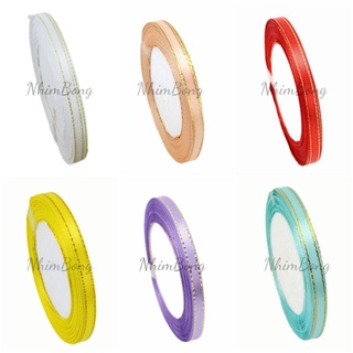 Ruy băng lụa viền kim tuyến 6mm ( bó 5m)