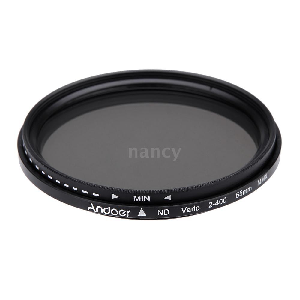 Andoer 55mm ND Fader Neutral Density Adjustable ND2 to ND400 Variable Filter for Canon Nikon DSLR Camera