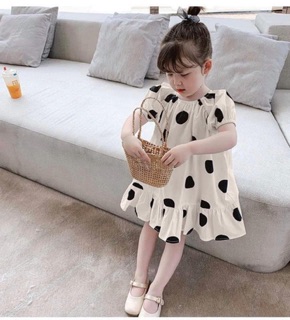 Váy chấm bi cho bé gái kèm ảnh thật