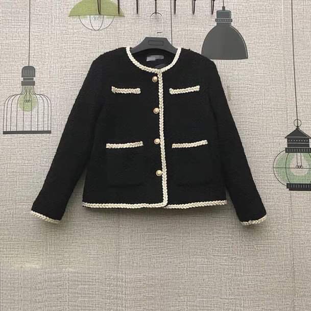 HOT - Áo khoác dạ tweet nhũ muối tiêu ren - 2 màu đen trắng | BigBuy360 - bigbuy360.vn