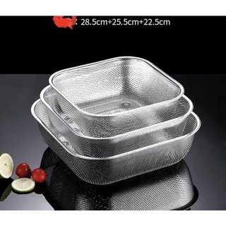 Bộ rổ inox đục lỗ hình vuông