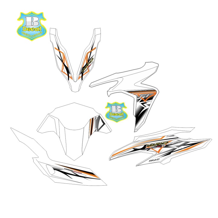 ( Quí khách vui lòng mang ra tiệm cho thợ dán ) Tem vario 150 rice cam trắng