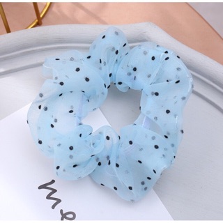 Cột tóc scrunchies voan trong chấm bi