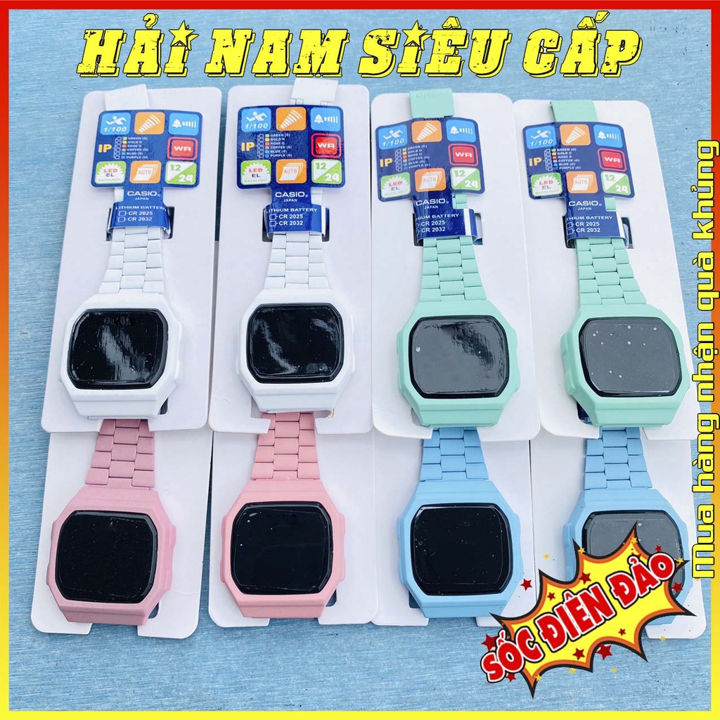 Đồng hồ nữ Casio A168 Màu Trắng,Xanh Lá,Hồng,Xanh Dương,Mặt 38mm,dây thép,chống sốc.