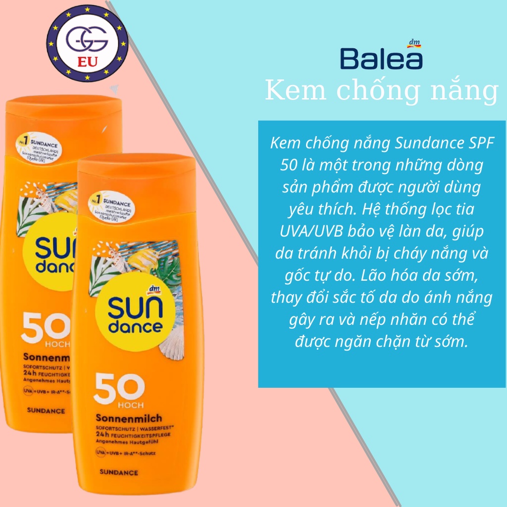 Kem chống nắng Sun dance SPF 50+ dưỡng ẩm chống nắng cho cả mặt, body hàng nội địa châu âu, GGEU