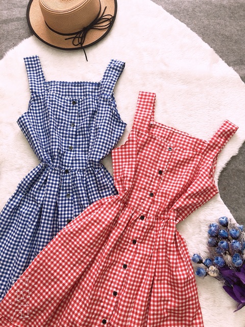 Đầm caro 2 dây đuôi cá xếp ly - [ sp bán chạy năm 2020 ] CAROTSHOP | BigBuy360 - bigbuy360.vn