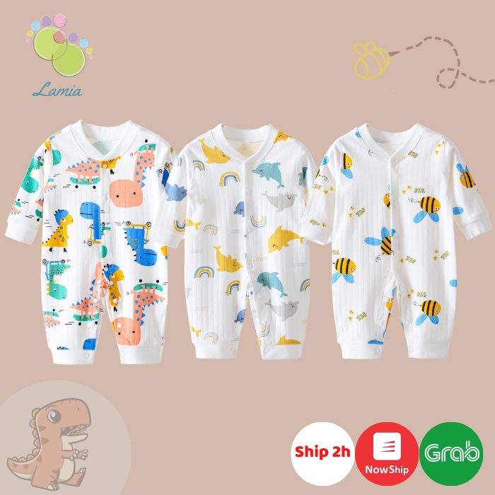 Body dài tay cho bé trai, bé gái sơ sinh bodysuit liền thân 100% cotton xuất Hàn 𝟏𝟔𝐁𝐃𝐃