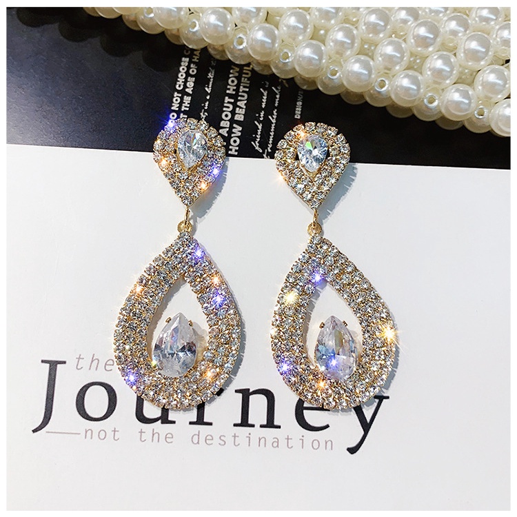 Hoa Tai Hình Giọt Nước Đính Đá Zircon Màu Sắc Nổi Bật Cho Nữ