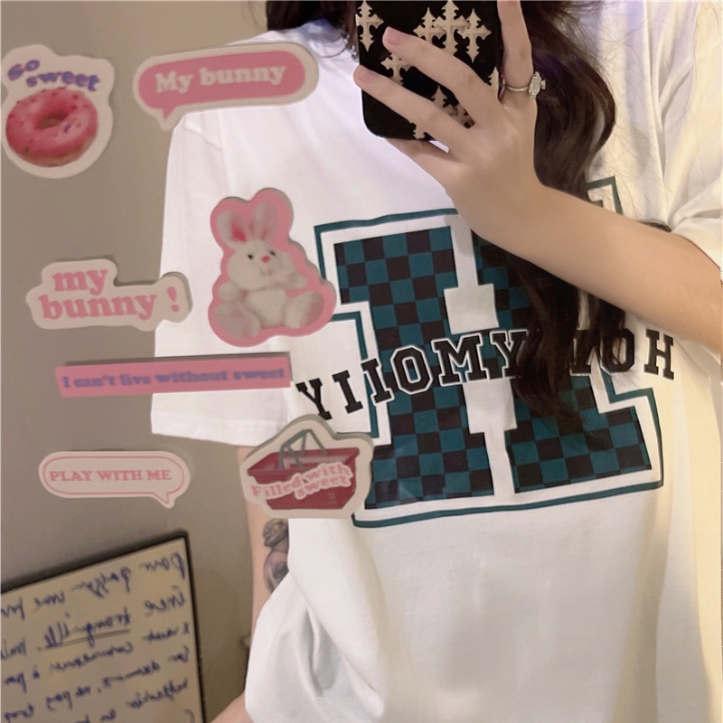 SUXI Áo Thun Tay Ngắn Dáng Rộng In Chữ Thiết Kế Đơn Giản Thời Trang Mùa Hè Cho Nữ