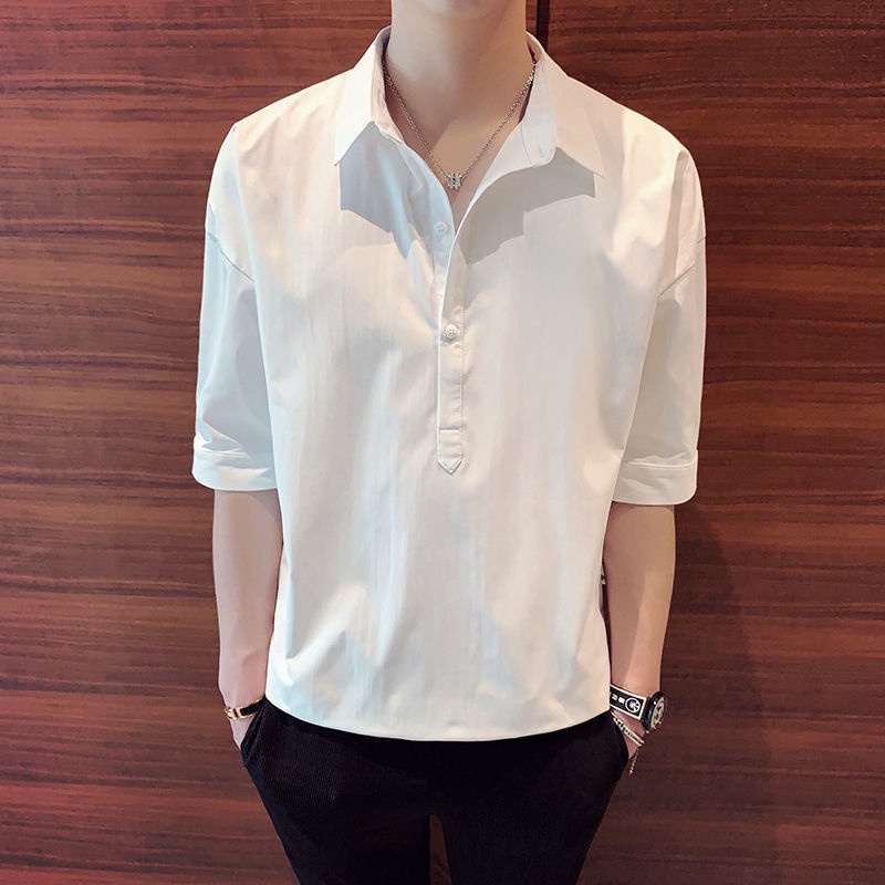 Áo Sơ Mi Tay Lửng Dáng Rộng Thời Trang Cá Tính Cho Nam