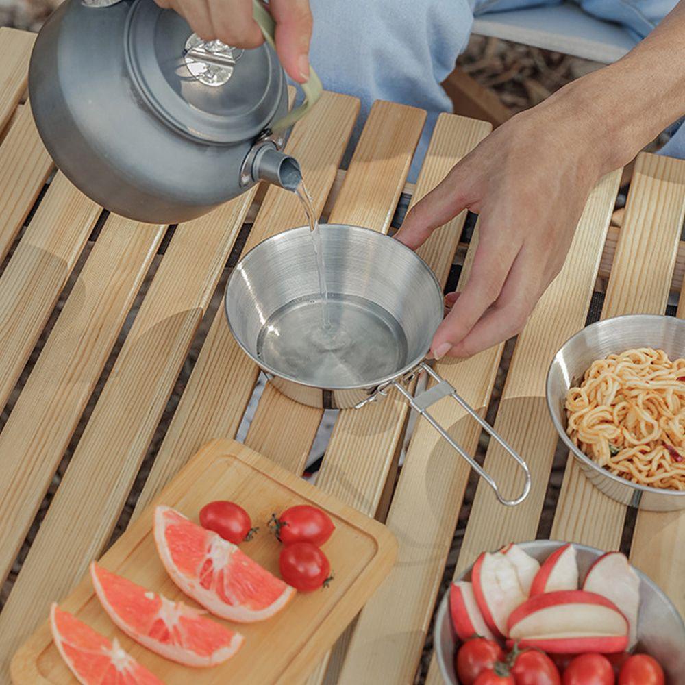 Tô Bằng Thép Không Gỉ Có Tay Cầm Có Thể Gấp Gọn Tiện Dụng Mang Theo Dã Ngoại