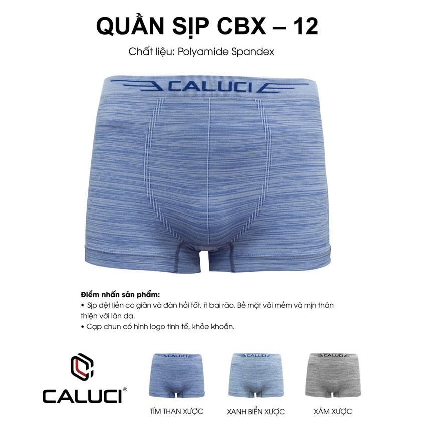Combo 3 quần lót nam Boxer CALUCI CBX12, sịp đùi sệt liền, mềm mịn, thân thiện với làn da