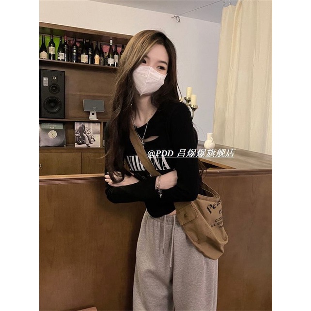 COZOK Áo Thun Tay Dài Dáng Ngắn Phong Cách Retro Thời Trang Cho Nữ