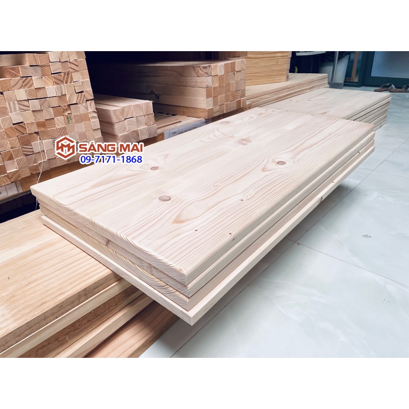 MS160 Tấm mặt bàn gỗ thông 40cm x 80cm x gỗ dày 2cm + gia công láng mịn