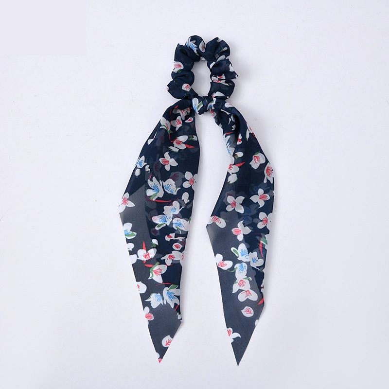 Dây Cột Tóc Cao Su Co Giãn Bọc Vải Chiffon In Họa Tiết Hoa Thời Trang Cho Nữ