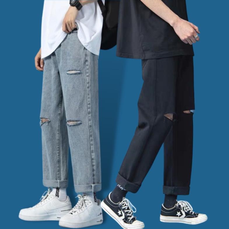 " RẺ VÔ ĐỊCH" Quần Jean Nam, Quần Baggy rách gối, đen full, xanh ống xuông rộng style hàn quốc 2022-XX MKENS FASHION! 🏅