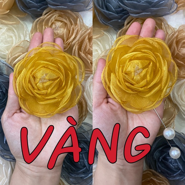 Hoa Cài Áo - Tag hoa voan cài áo không nhụy - Hoa vải Handmade