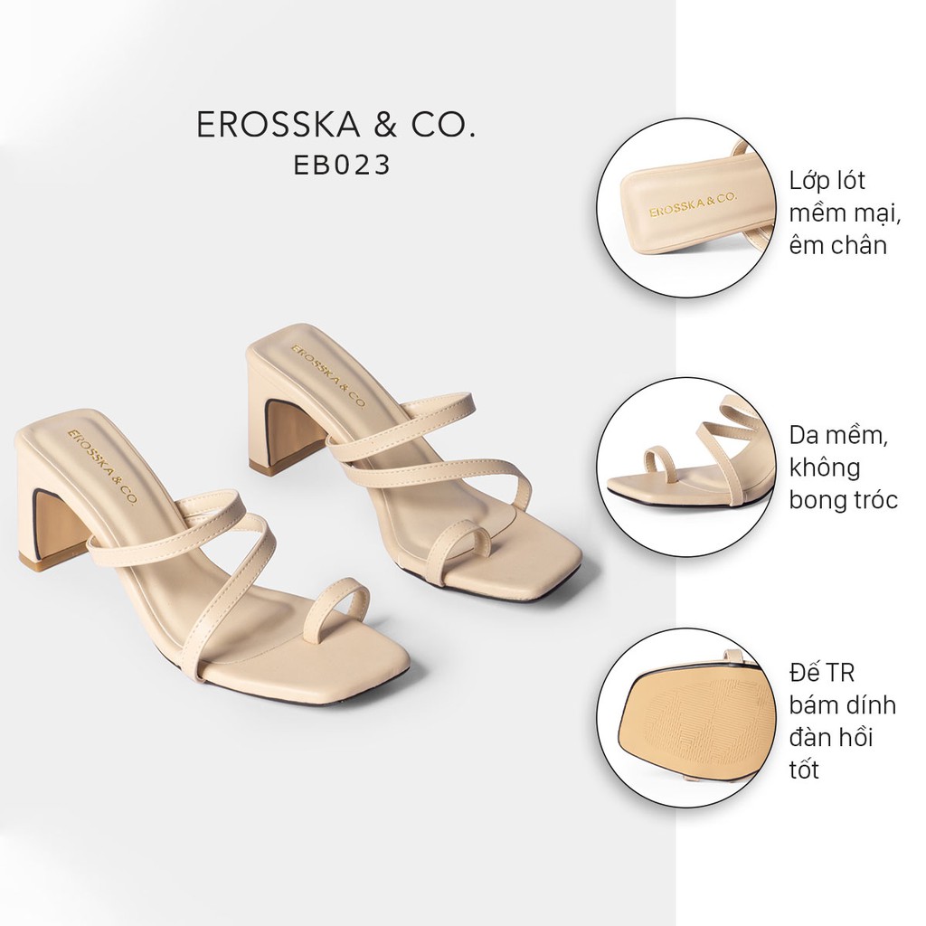 Sandal xỏ ngón nữ Erosska phối dây mãnh kiểu dáng xỏ ngón màu kem _ EB023