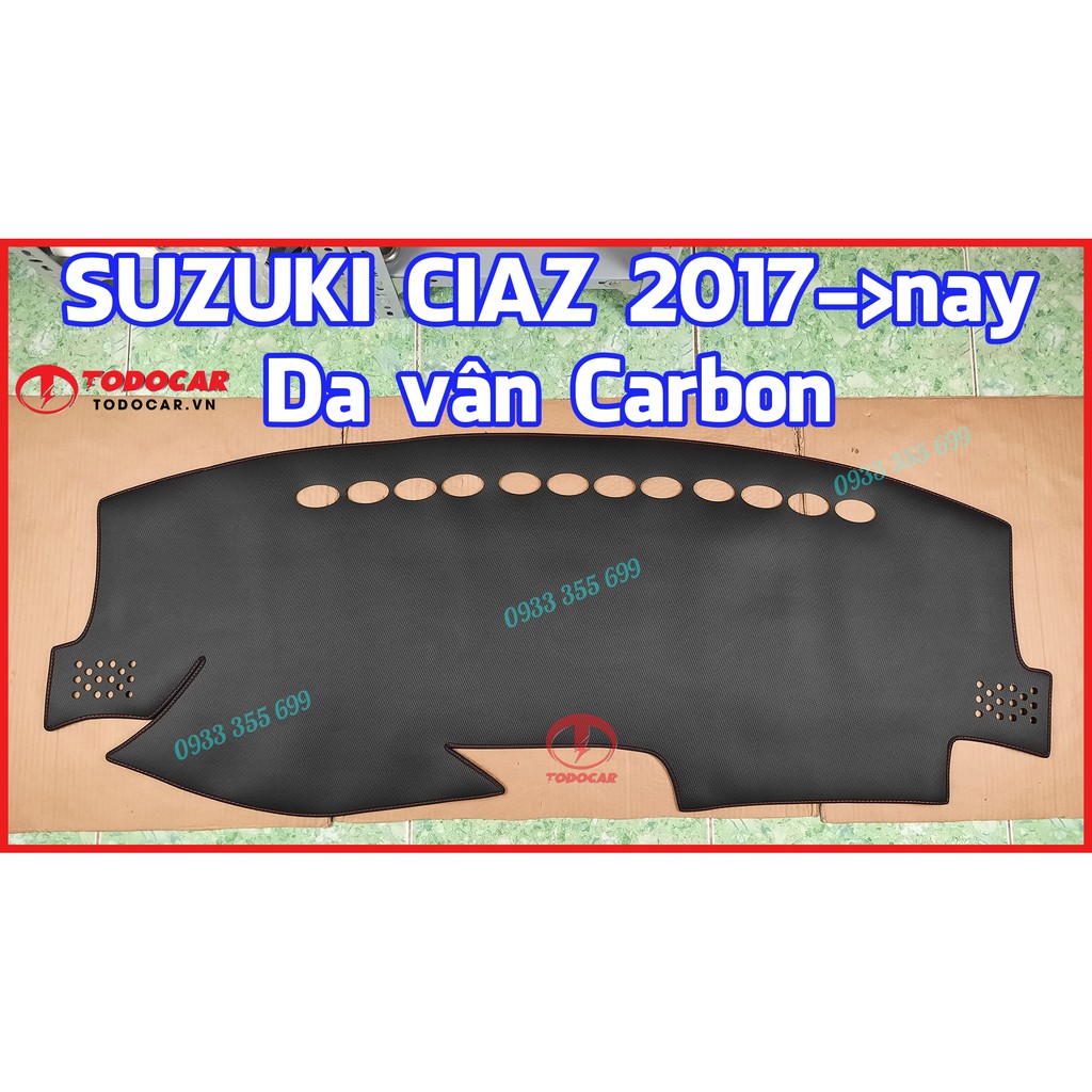 Thảm Taplo SUZUKI CIAZ bằng Nhung lông Cừu hoặc Da vân Carbon, Da vân Gỗ 2017 2018 2019 2020 2021 2022