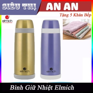 Bình giữ nhiệt Inox 304 thiết kế 3 lớp, dung tích 500ml Elmich EL-5204 tặng 5 khăn lau bếp