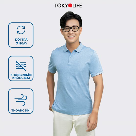 Áo Polo Nam GOLD phông cộc tay, cổ kẻ chéo, vải cotton kháng khuẩn TOKYOLIFE I7POL806K