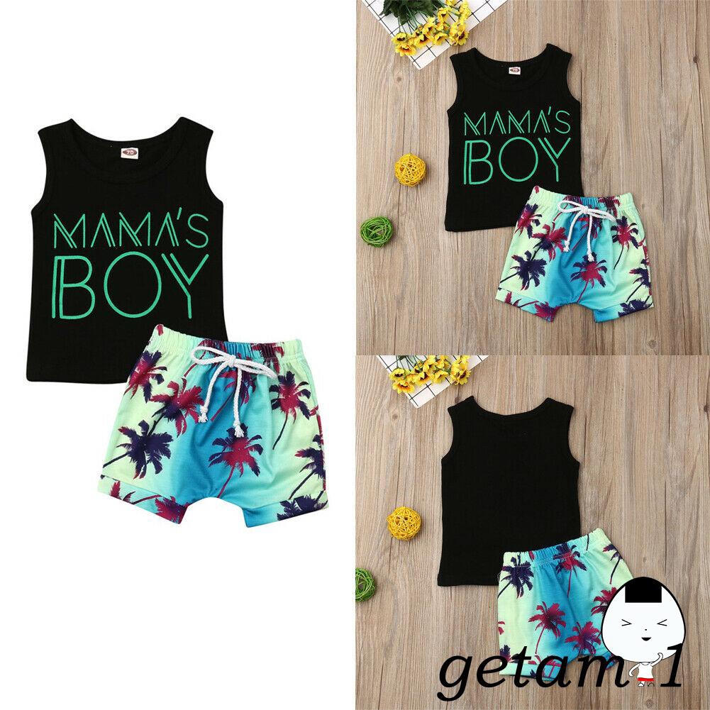 Set áo ba lỗ + quần short đi biển cho bé trai