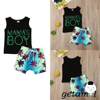 Set áo ba lỗ + quần short đi biển cho bé trai