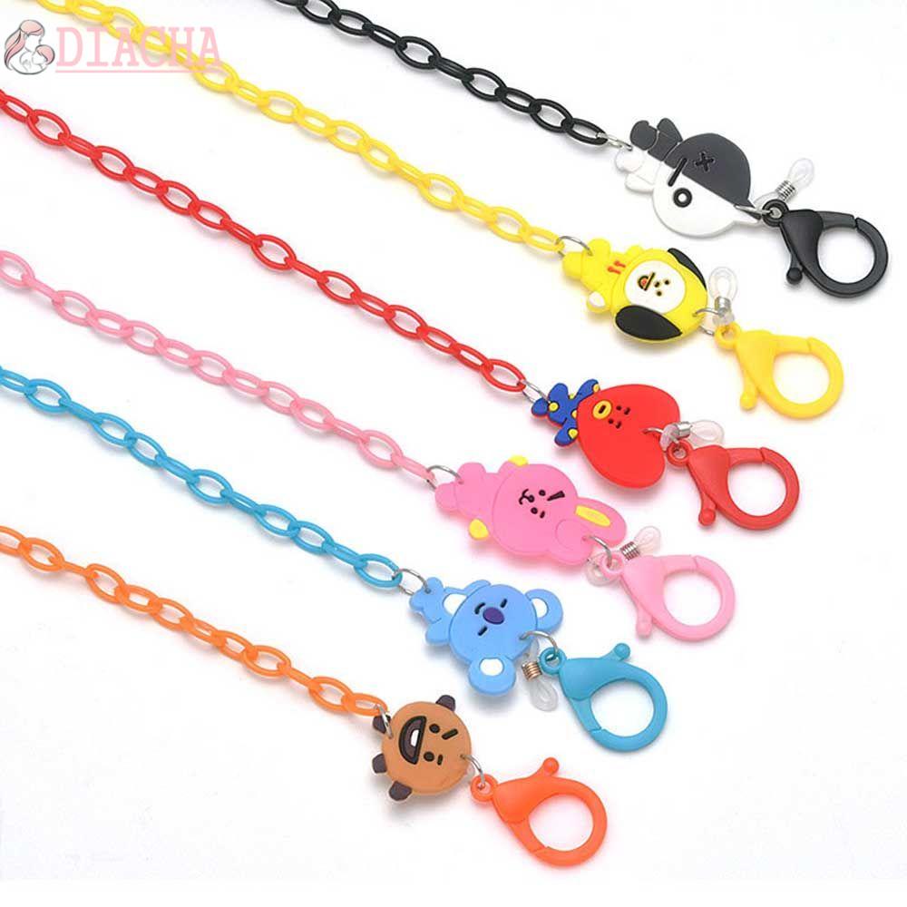 [Hàng mới về] Dây xích đeo kính chống trượt gắn hình BT21 bằng acrylic hợp thời trang cho nữ