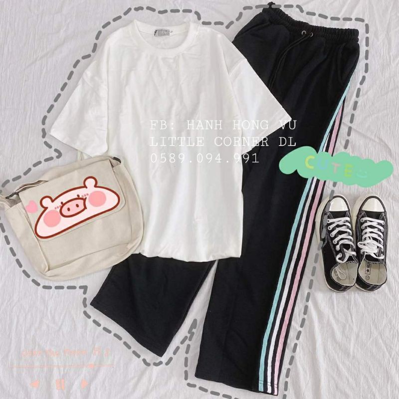 Quần 3 sọc suông ống rộng unisex lưng chun form ulzzang quảng châu kèm ảnh thật