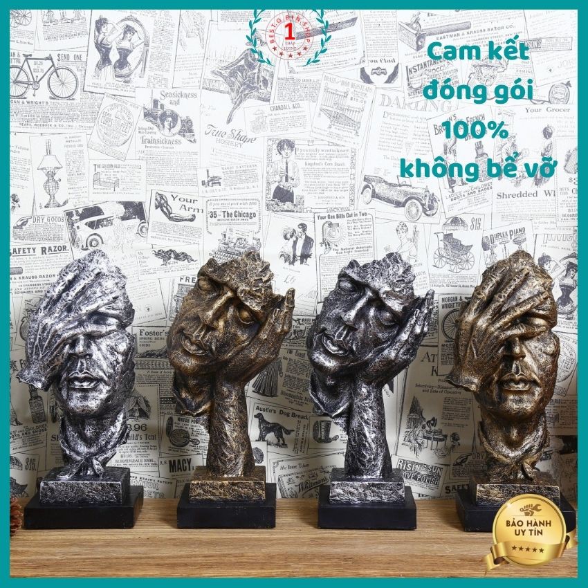 Tượng Đương đại trang trí nhà cửa decor mặt người tư thế im lặng , giúp chúng ta khi nóng vội kìm chế bản thân, tốt đẹp