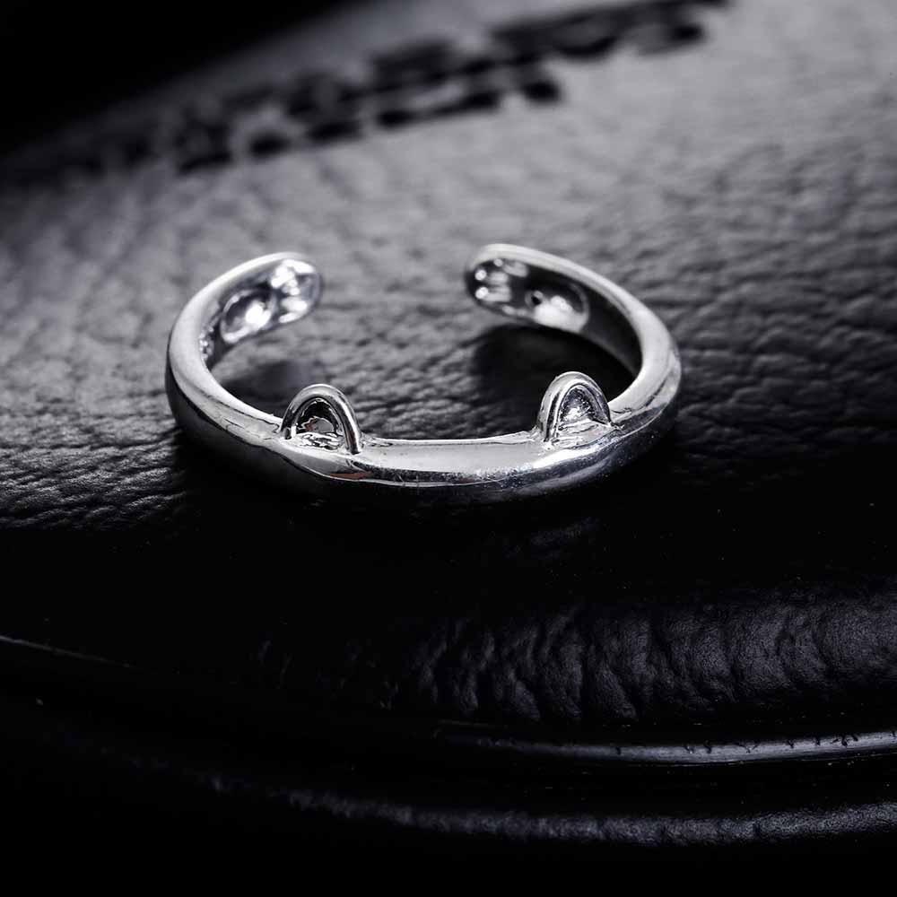 Nhẫn mạ bạc phối tai mèo dạng hở trang trí độc đáo thời trang cho nữ | BigBuy360 - bigbuy360.vn