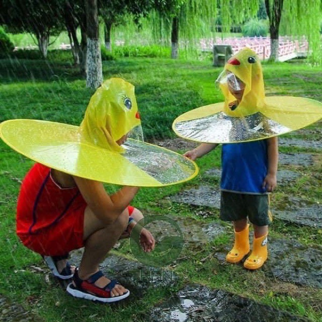 Free ship áo mưa ngộ nghĩnh kiểu dáng con vịt cho bé năng động thích nghịch trời mưa bền bỉ màu vàng