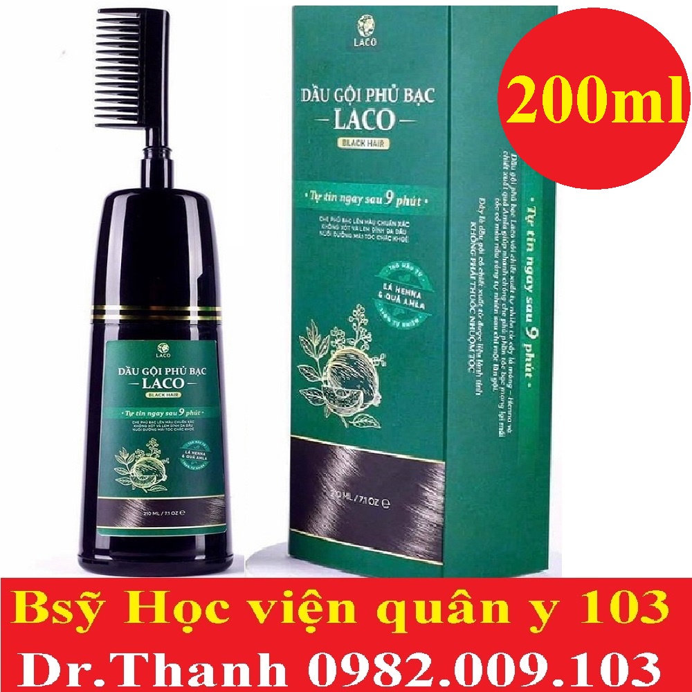 Dầu gội phủ bạc laco black hair, nhuộm tóc thảo dược phủ bạc đen và nâu tóc sau 9 phút, nhuộm tại nhà an toàn tuyệt đối