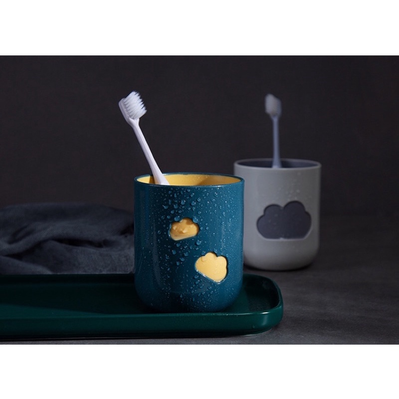 Ly cốc nhựa 2 lớp hình đám mây - Cốc nhựa uống nước, đựng nước đánh răng hình đám mây dễ thương nhiều màu 400ml
