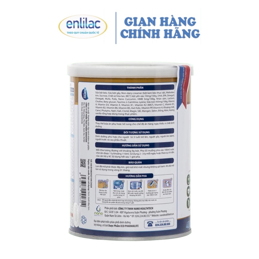 Sữa bột Enlilac Thyro Hộp 400g  Dinh dưỡng tăng cường sức khỏe tuyến giáp cho bệnh nhân suy giáp