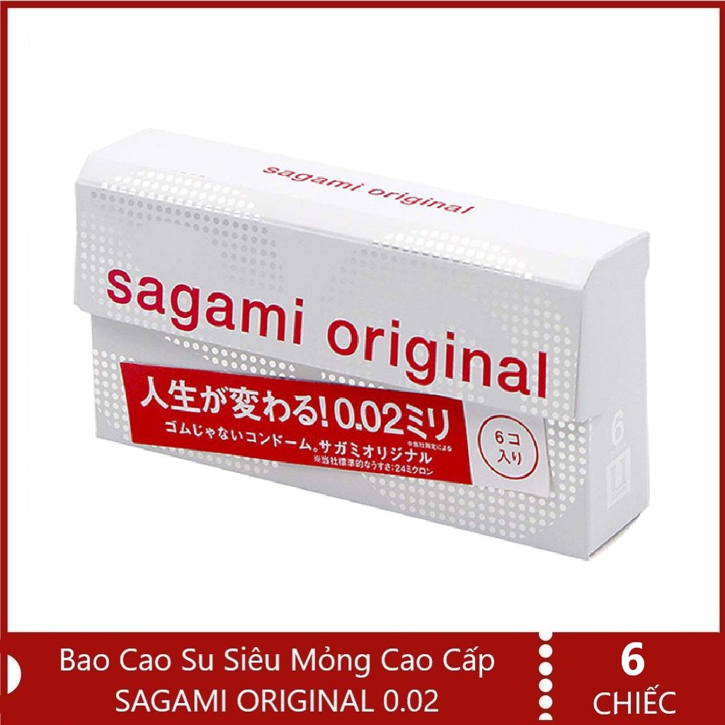 Bao cao su siêu mỏng Sagami Original 0.02 - hộp 6 bao - Nhật Bản - Chính hãng