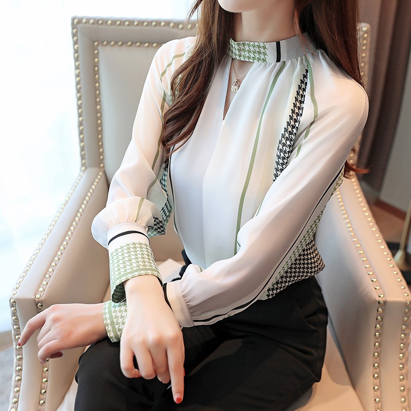 Áo kiểu nữ tay dài phong cách Hàn Quốc
